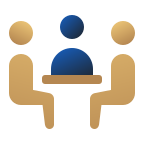 Icon of three people in negotiation